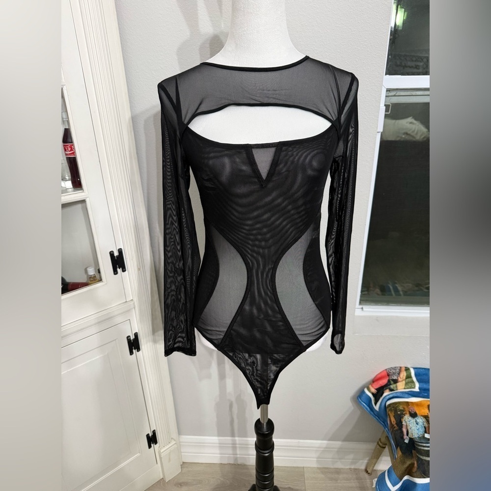 Guess Black Mesh Bodysuit